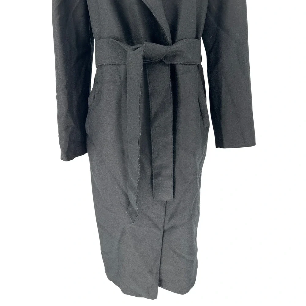 Harris Wharf‎ London Belted Wrap Coat 100% Virgin Wool IT 42 Black Minimalist
